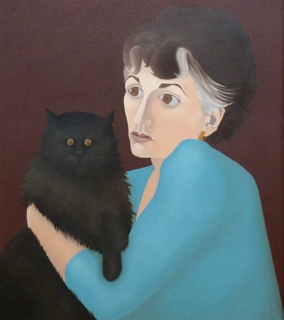 猫を持つ女性、1982 作： Anna Phillips