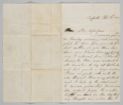 1861 年 2 月 18 日、妻アンからジョン コープランドへの手紙。 作： Ann Hurst Copeland