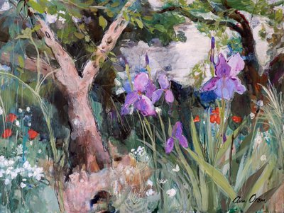 菖蒲のある地中海の庭、2019年（アクリル） 作： Ann Oram