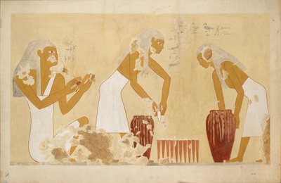 Antefoker の個人墓 60 からの壁画のコピー、Thebes I、1、121-123、20 世紀 作： Anna