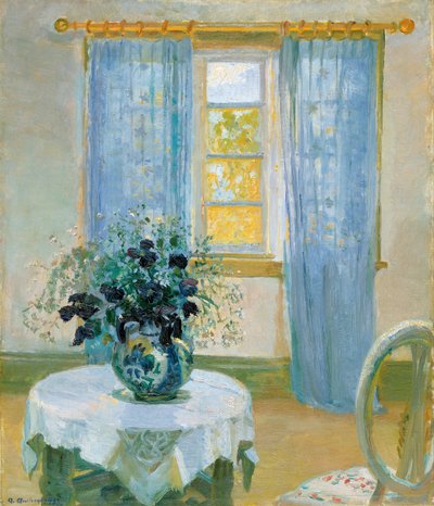 クレマチスのあるインテリア 作： Anna Ancher