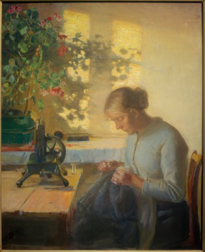 漁師の娘の縫製 作： Anna Ancher