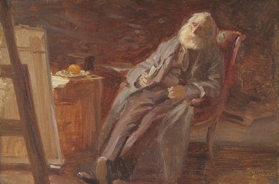 パイプを吸う画家ヴィルヘルム・キン 作： Anna Ancher