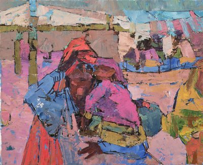 眠っている子供を持つ母 作： Anna Contemporary Artist Kostenko