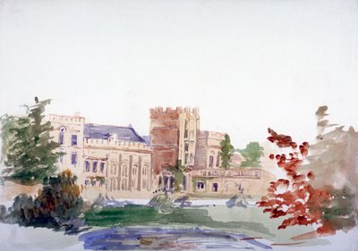 「木々の間から見える城」、c1864-1930 作： Anna Lea Merritt