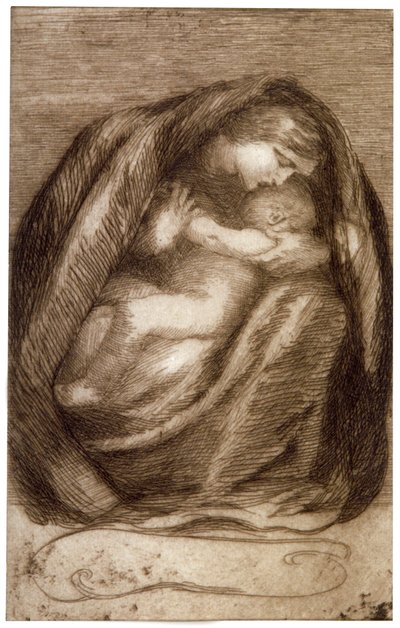 「母と子」、1911 作： Anna Lea Merritt