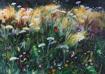 夜の草原、2022年（アクリル、ボード） 作： Anna Pugh