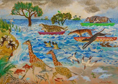 ウサギはウサギになる、2019年（アクリル画） 作： 