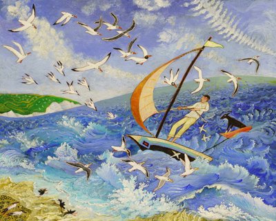 ウォレスは海へ行く、2017年（アクリル画） 作： Anna Pugh