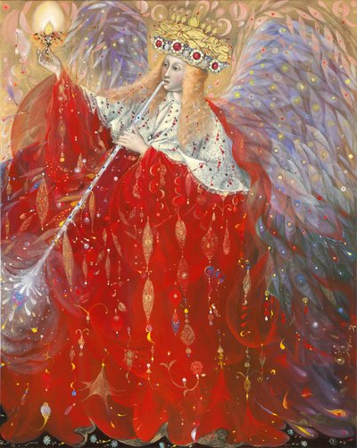 生命の天使, 2009 （ベルギーリネンに油彩と金箔） 作： アナエル・アネリア・パブロワ