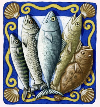 鮮魚、2014年（ガッシュ） 作： Annalisa Morrocco