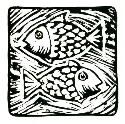 ホロスコープ（魚座）、2017年（リネンプリント） 作： Annalisa Morrocco