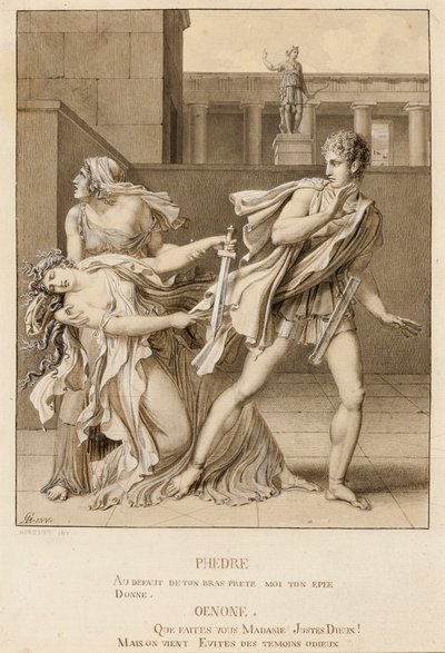 情熱を宣言したファイドレは、ヒッポリュトスの剣で自殺を試みる 作： Anne-Louis Girodet de Roucy-Trioson