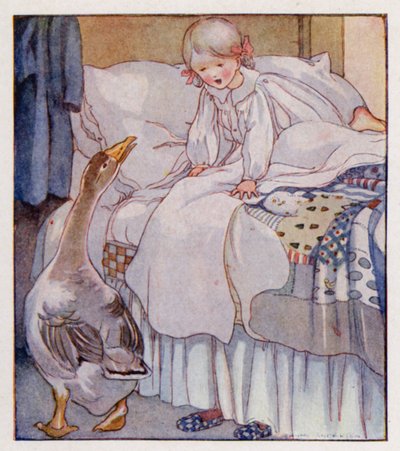 童謡。Goosey, Goosey Gander（カラーリトグラフ 作： Anne (after) Anderson