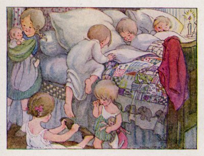 童謡。Wee Willie Winkie Runs Through The Town（カラーリトグラフ 作： Anne (after) Anderson