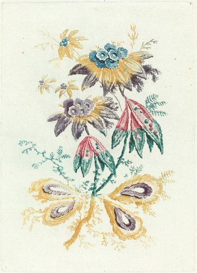 ピーポッドの葉を持つ幻想的な花 作： Anne Allen after Jean Baptiste Pillement