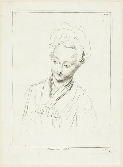 女性の頭部（右を向いている） 作： Anne Claude Philippe Caylus