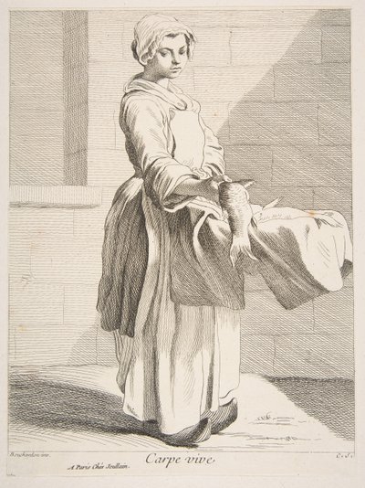 魚売り、1738年。 作： Anne Claude Philippe de Caylus