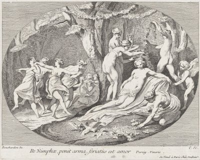 ゴー・ニンフたち、腕を下ろして、愛は休んでいる!、1730-60. 作： Anne Claude Philippe de Caylus