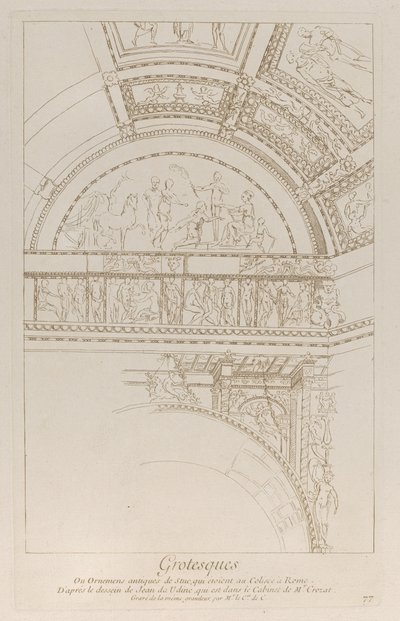 グロテスク: ローマのコロッセオを飾るスタッコのレリーフの詳細, ca. 1729年。 作： Anne Claude Philippe de Caylus