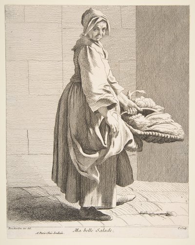 レタス売り手、1742。 作： Anne Claude Philippe de Caylus