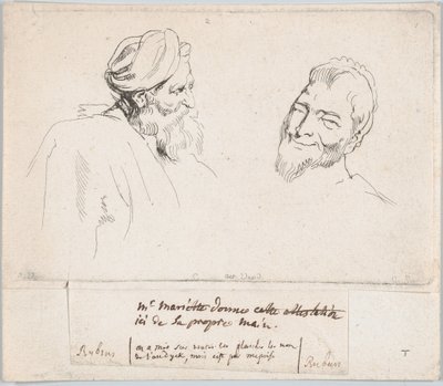 頭部の 2 つの研究、1735 年。 作： Anne Claude Philippe de Caylus