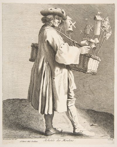 Whirligig Peddler、1742。 作： Anne Claude Philippe de Caylus