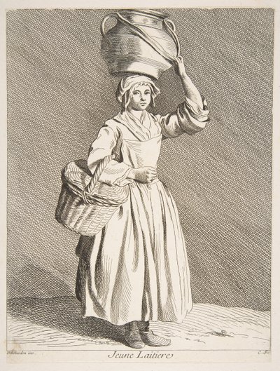 若いミルクメイド、1737年。 作： Anne Claude Philippe de Caylus