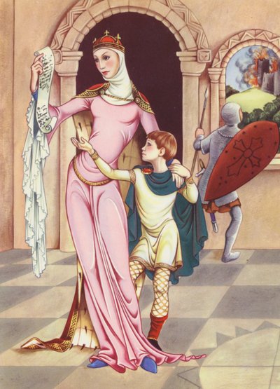 マチルダ王妃と息子ヘンリー（カラーリトグラフ） 作： Anne & Johnstone Janet (1928 79) Johnstone