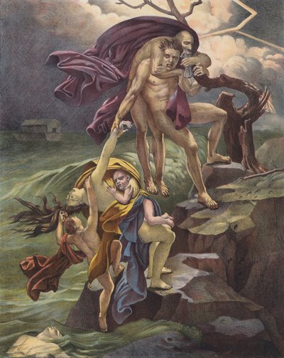 The Deluge（カラーリトグラフ 作： Anne Louis (after) Girodet de Roucy Trioson