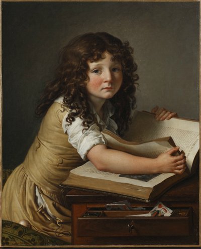 ブノワ・アニエス・トリオソンと本。 作： Anne Louis Girodet de Roucy Trioson