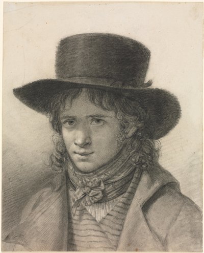 帽子をかぶった自画像c。 1790年。 作： Anne Louis Girodet de Roucy Trioson
