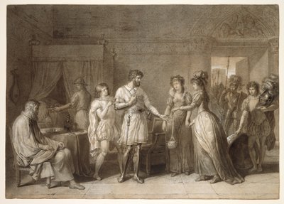 ブレシアでホステスからのプレゼントを断るベイヤード 作： Anne Louis Girodet de Roussy Trioson