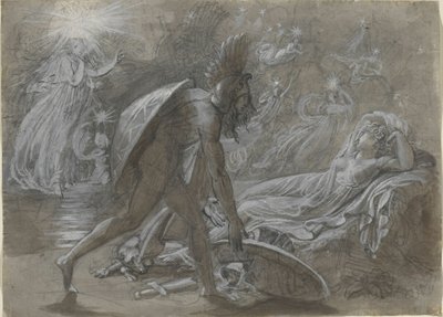 マルヴィナの遺体を悼むフィンガル（オシアンの『ベラソン』より 作： Anne Louis Girodet de Roussy Trioson