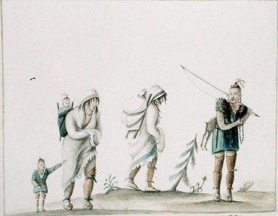 インディアン・ファミリー」1807年頃（水彩・紙） 作： Anne Marguerite Hyde de Neuville