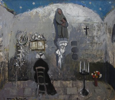 十字架のチャペル (アーティストボードに油彩) 作： Anne Redpath