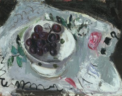 ブドウの皿、1957年頃（船上油） 作： Anne Redpath
