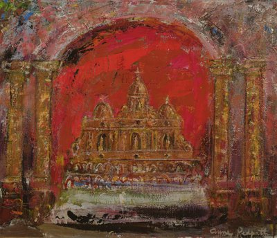 セントポールの教会で（キャンバスに油彩） 作： Anne Redpath