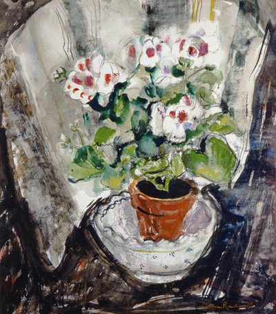 ペラルゴニウム（紙に水彩） 作： Anne Redpath