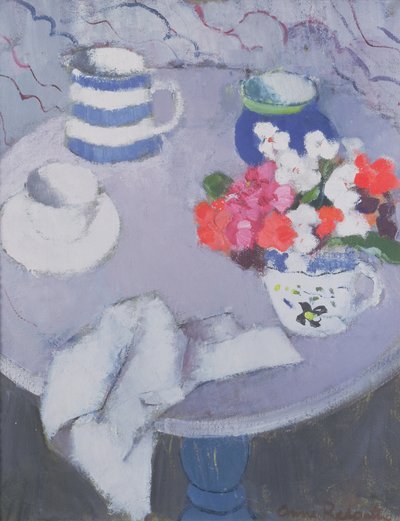 テーブルのある静物（キャンバスに油彩） 作： Anne Redpath