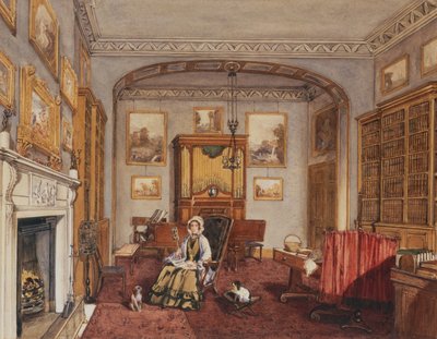 ノースウィックパークの私室、1830年頃（鉛筆と水彩） 作： Anne Rushout