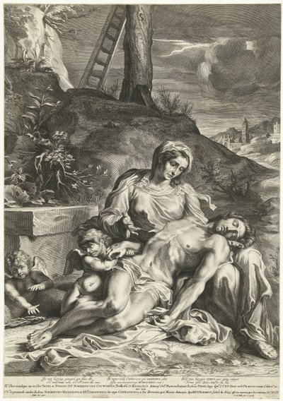 ピーテル・ド・ベイリウが彫った「ピエタ 作： Annibale (after) Carracci