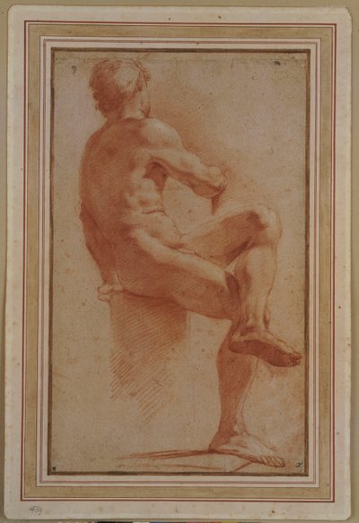 背を向けて座っている男性のヌード 作： Annibale Carracci