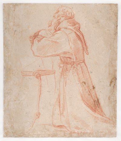 カラッチ - 横顔に跪く聖フランチェスコ像のための習作（裏面） 1583-85年 作： Annibale Carracci