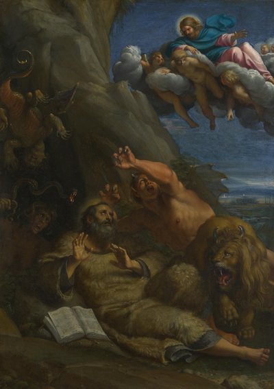 誘惑の間に聖アンソニーアボットに現れたキリストc。 1598 作： Annibale Carracci
