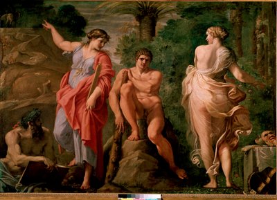 交差点のヘラクレス（ヘラクレス） Annibale Carracci（Annibal Carrache）（1560-1609）の絵画。1596年 薄暗い。167x237 cm ナポリ、カポディモンテ国立美術館。 作： Annibale Carracci