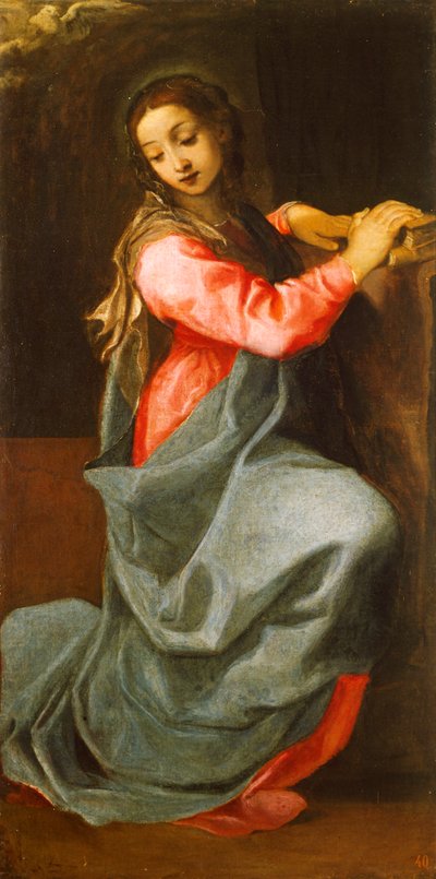 アンニバレ・カラッチ（1560-1609）作「受胎告知の女」 油彩・キャンバス 作： Annibale Carracci