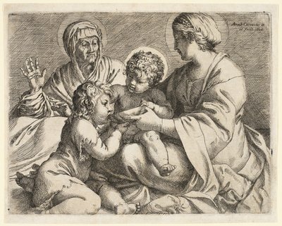聖母子と聖エリザベトと洗礼者ヨハネ 作： Annibale Carracci