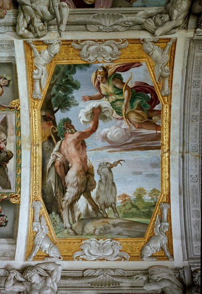 パンとディアナ（フレスコ画 作： Annibale Carracci