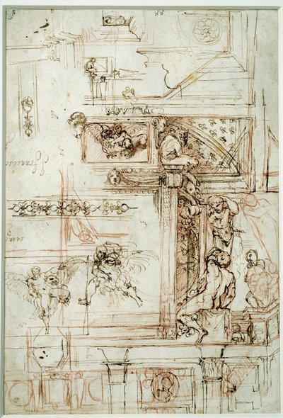 ファルネーゼ・ギャラリーのためのプロジェクト。Annibal Carracci Dit Carrache（1560-1609）のドローイング 作： Annibale Carracci